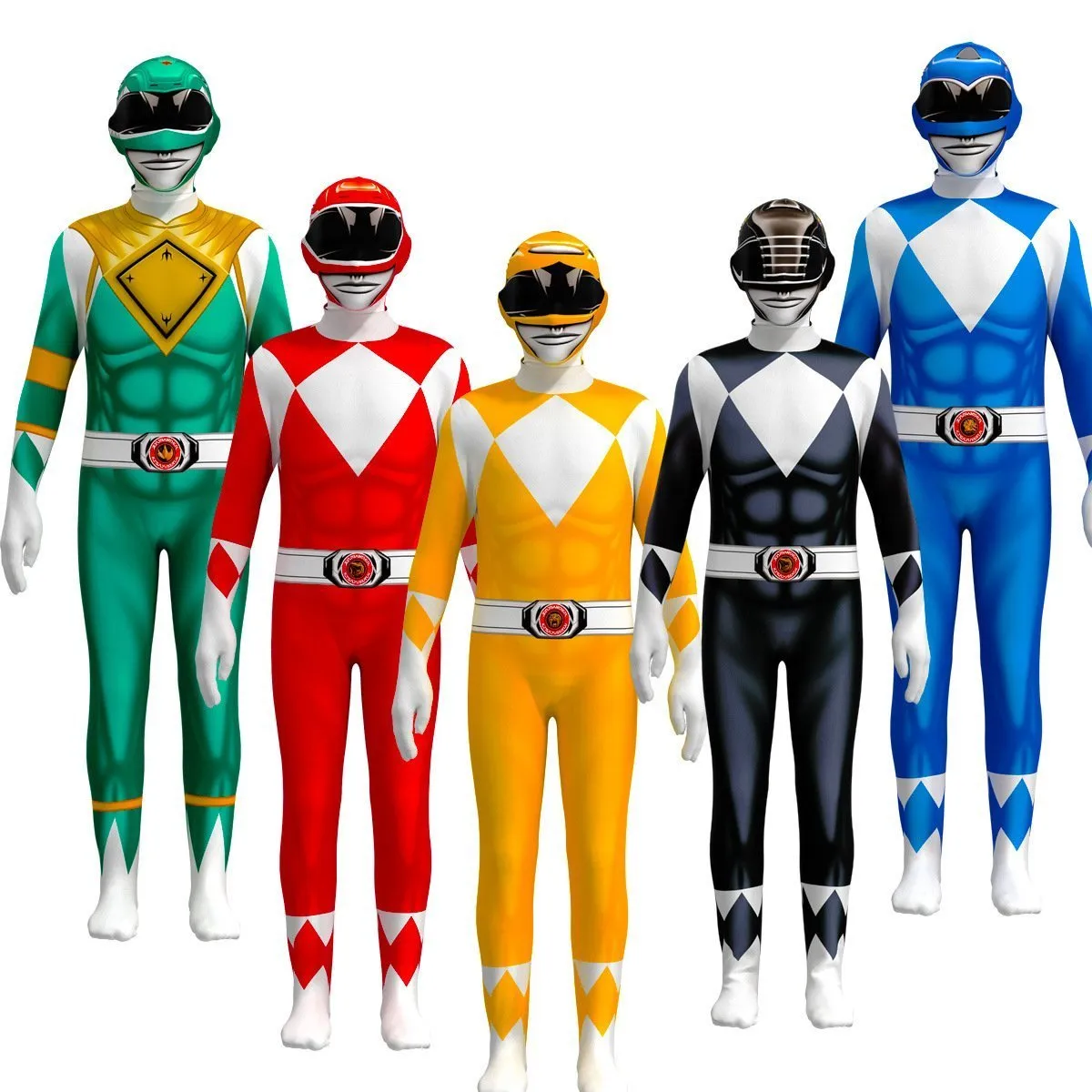 Mighty Morphin Power Rangers Costume Kids Superhero Bodysuit Halloween jumpsuits onesies