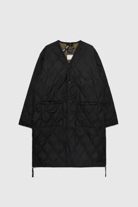 Military V Neck Down Coat - Black