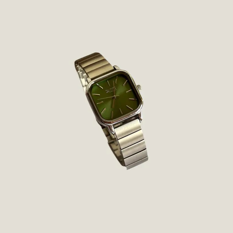 Minimalist Vintage Square Olive Green Dial Ladies Watch