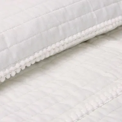 New - Full/Queen Pom Pom Stripe Quilt Set White - Lush Décor