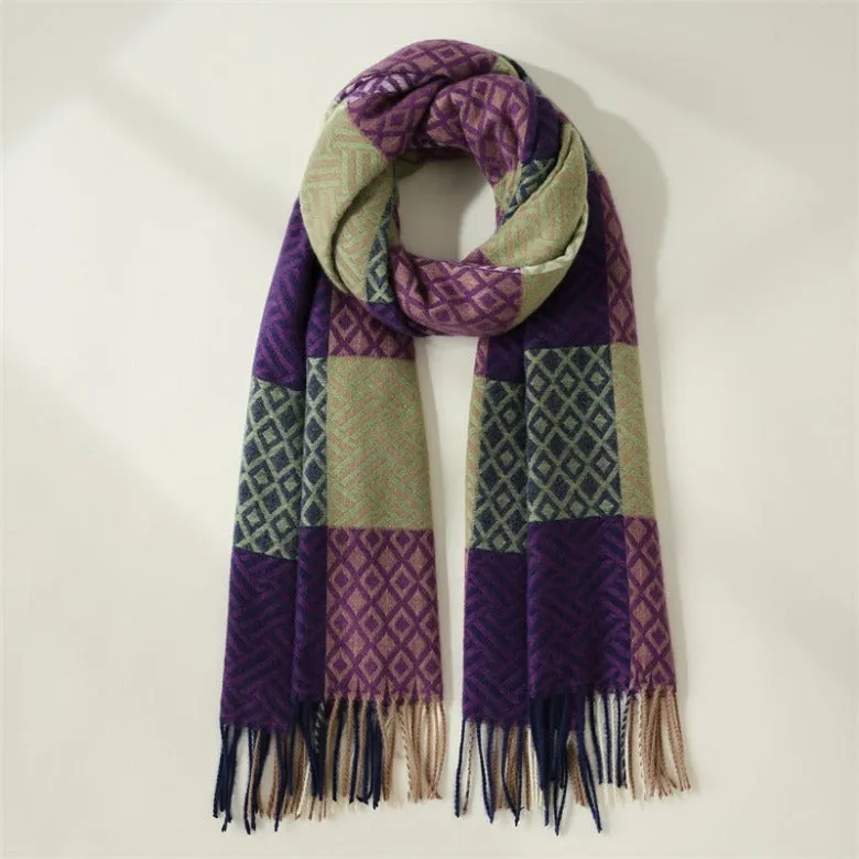 New imitation cashmere scarf color plaid sweet mid-length scarf print warm plaid scarf