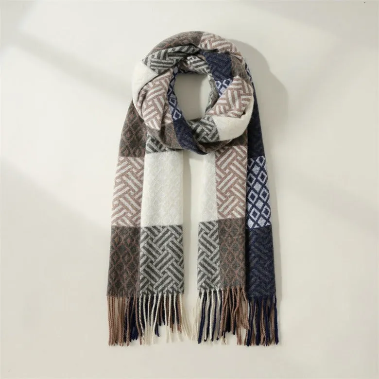 New imitation cashmere scarf color plaid sweet mid-length scarf print warm plaid scarf