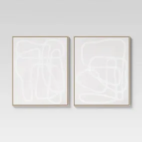 New - (Set of 2) 24" x 30" Line Drawing Wall Canvases Gray/White - Threshold