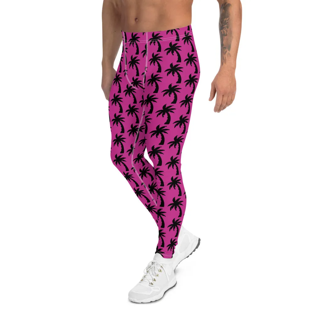 Palm Tree Surf Men's Leggings, Hawaiian Style Meggings Compression Tights-Made in USA/EU