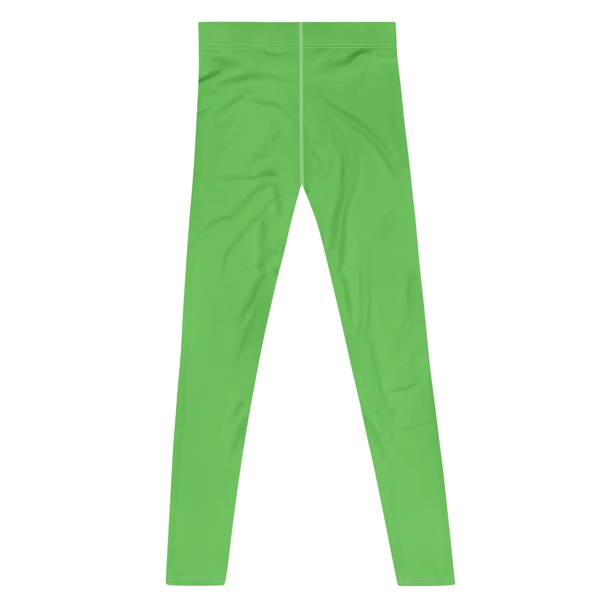 Pastel Green Color Men's Leggings, Solid Bright Pastel Green Color Men's Running Sports Gym Tights