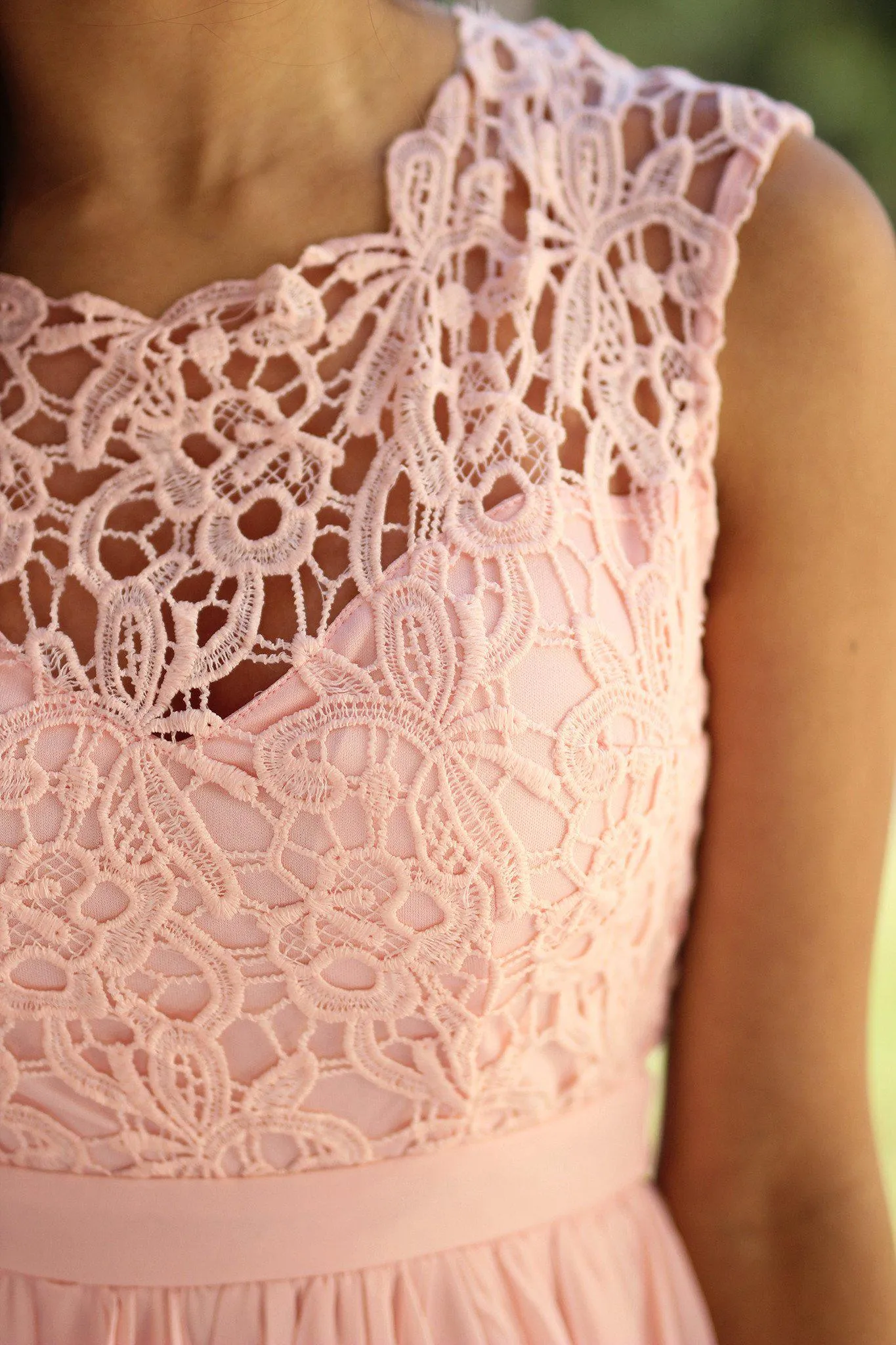 Pink Crochet Maxi Dress with Tulle Back