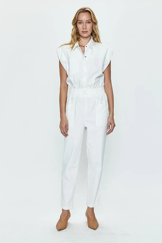 Pistola - Rosie Smocked Waist Jumpsuit - Porcelain