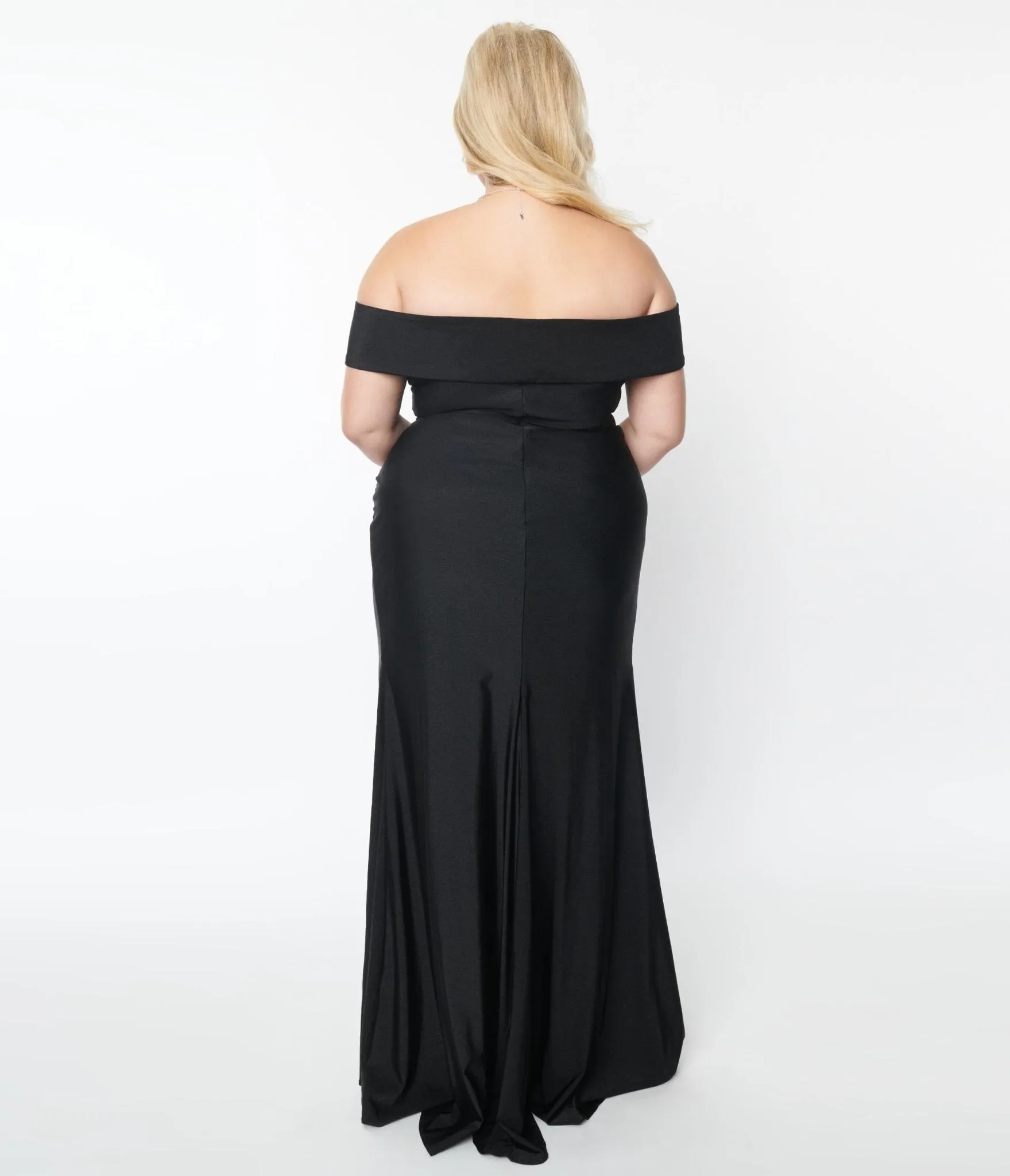 Plus Size Black Off The Shoulder Full Length Dress