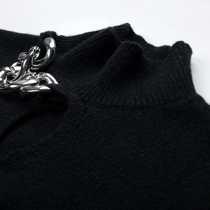 Pre Order:  Casual Chain Hollow Chest Knitted Sweater