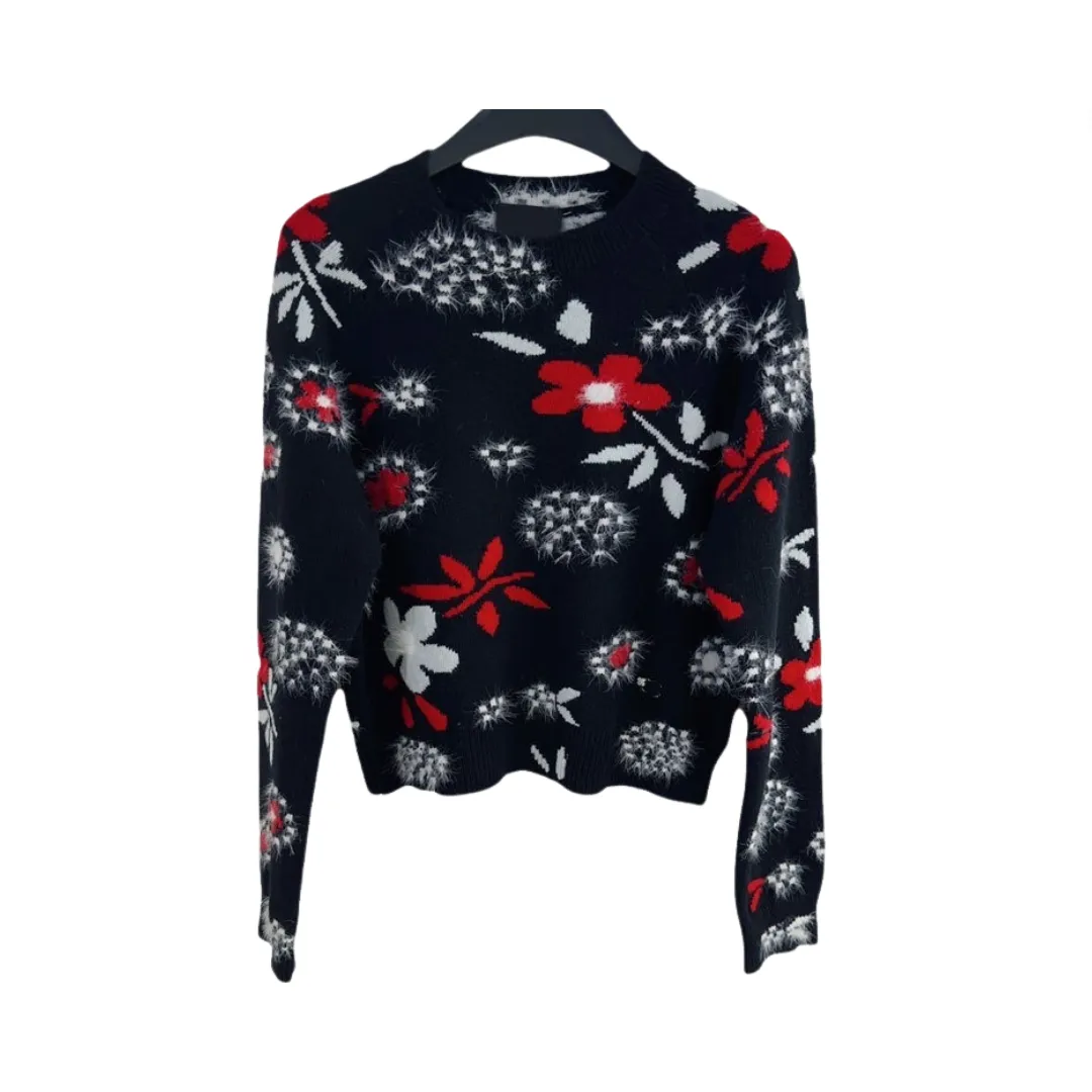 Pre Order:  Retro Floral Long Sleeve Knitted Sweater