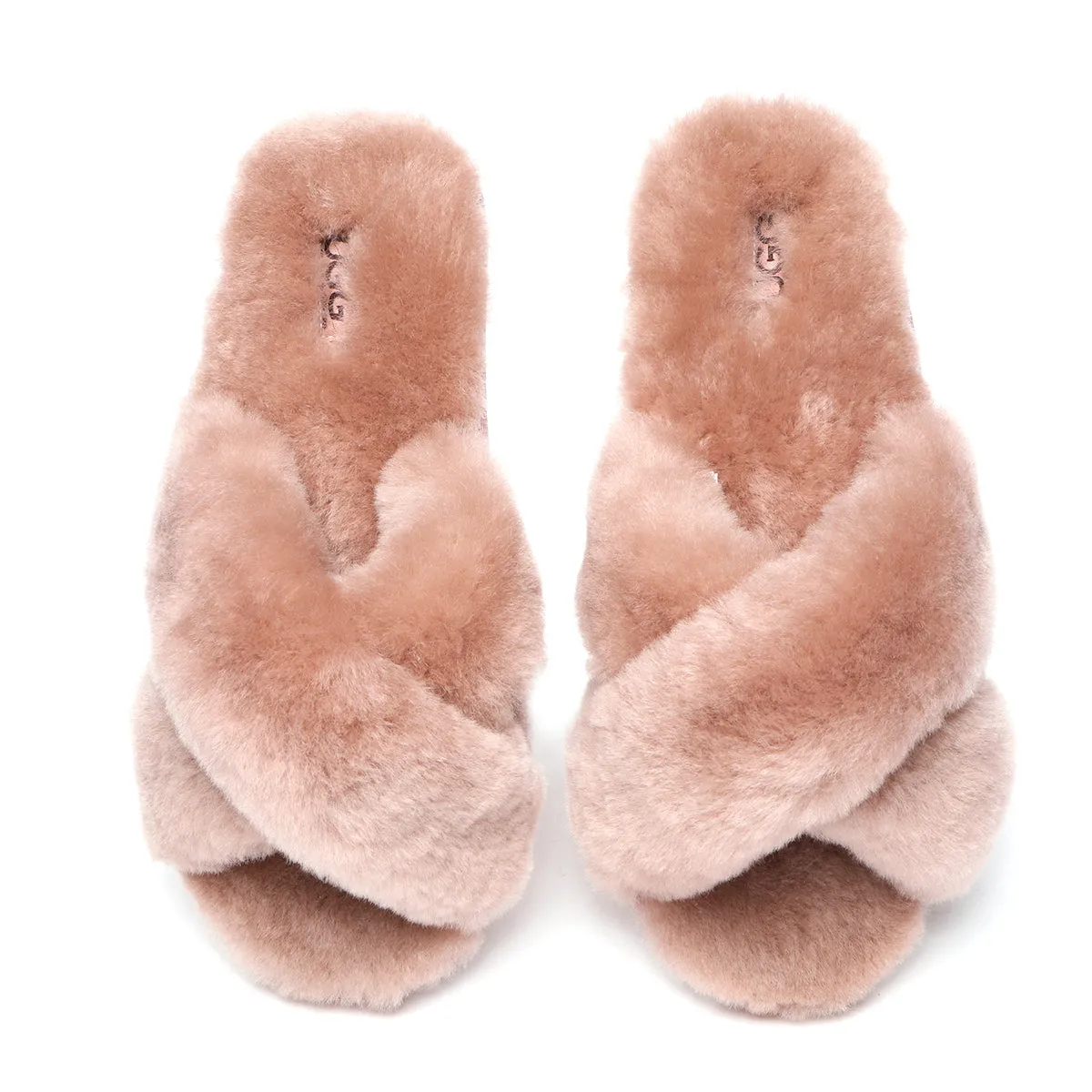 Premium Cross Fluff UGG Slides