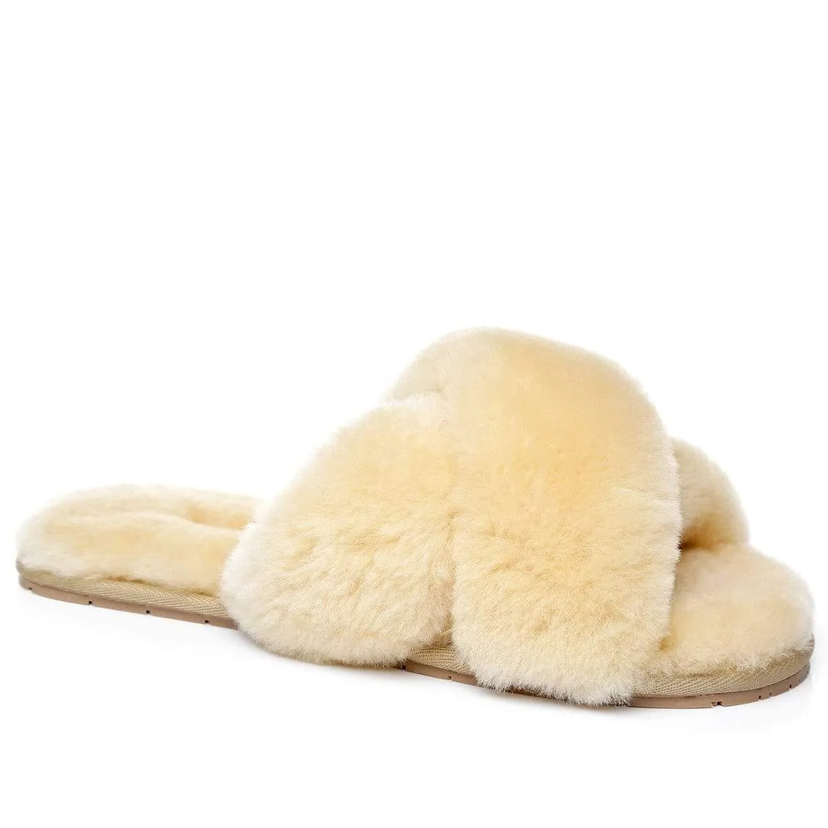 Premium Cross Fluff UGG Slides