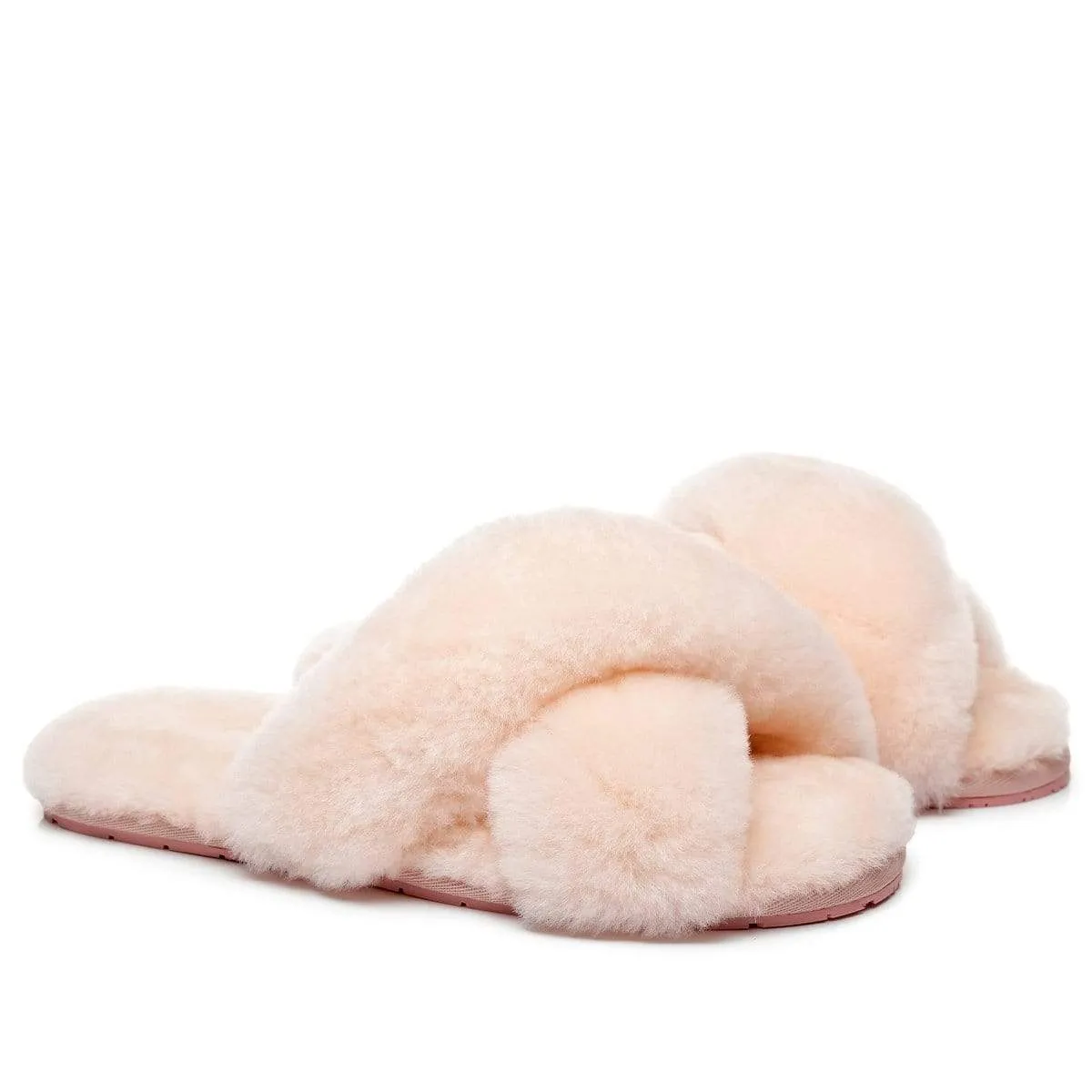 Premium Cross Fluff UGG Slides