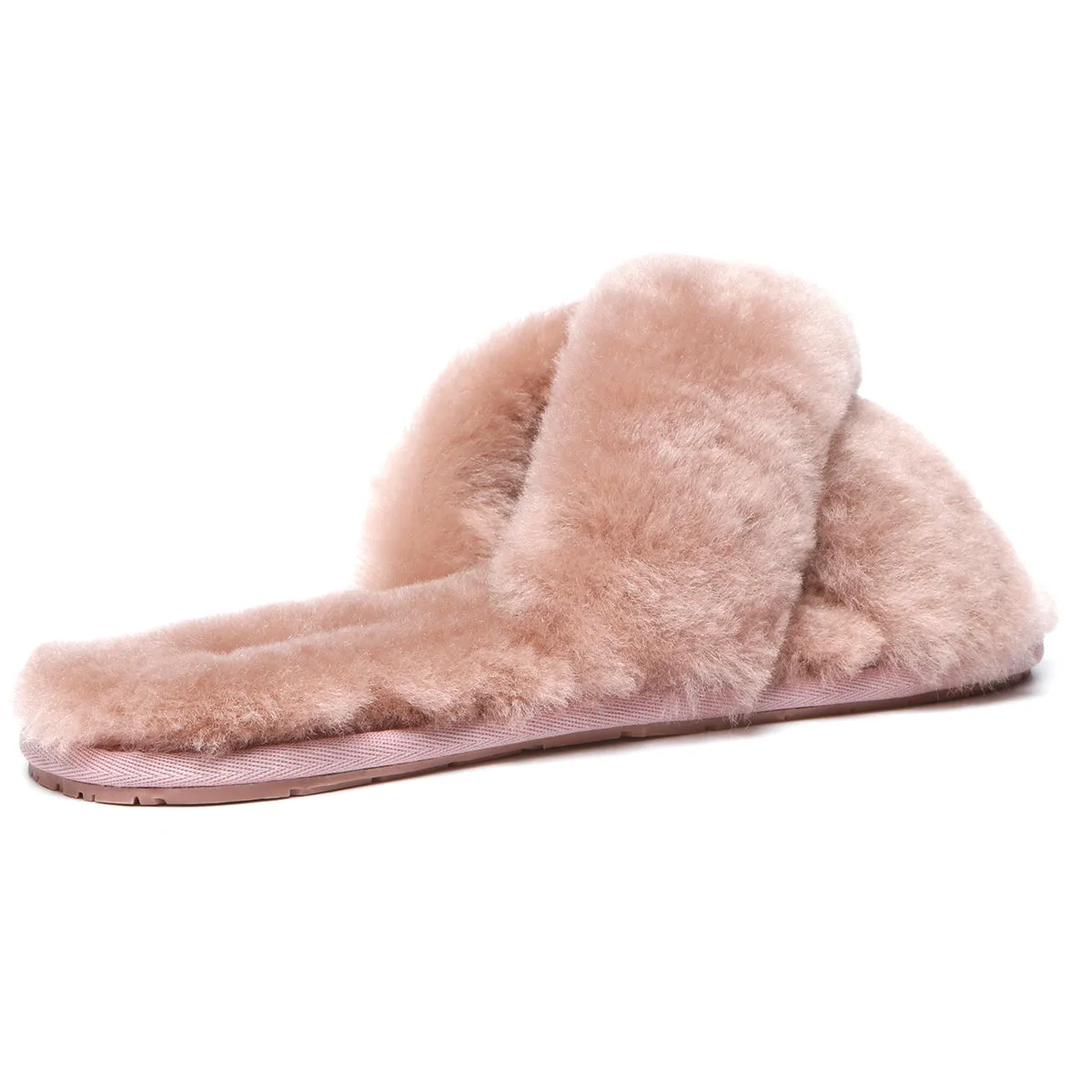 Premium Cross Fluff UGG Slides