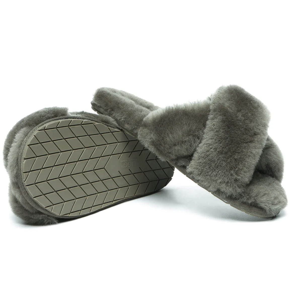 Premium Cross Fluff UGG Slides