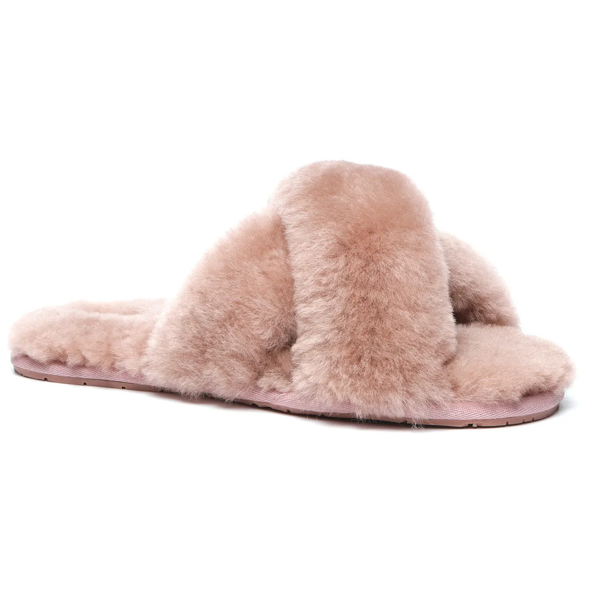 Premium Cross Fluff UGG Slides