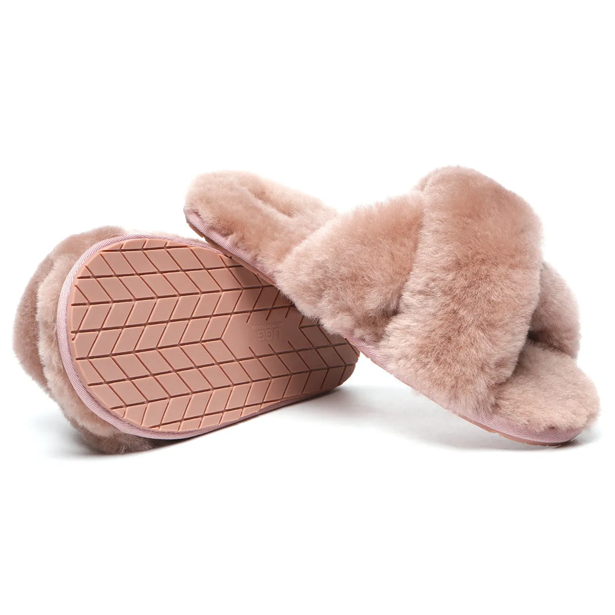 Premium Cross Fluff UGG Slides