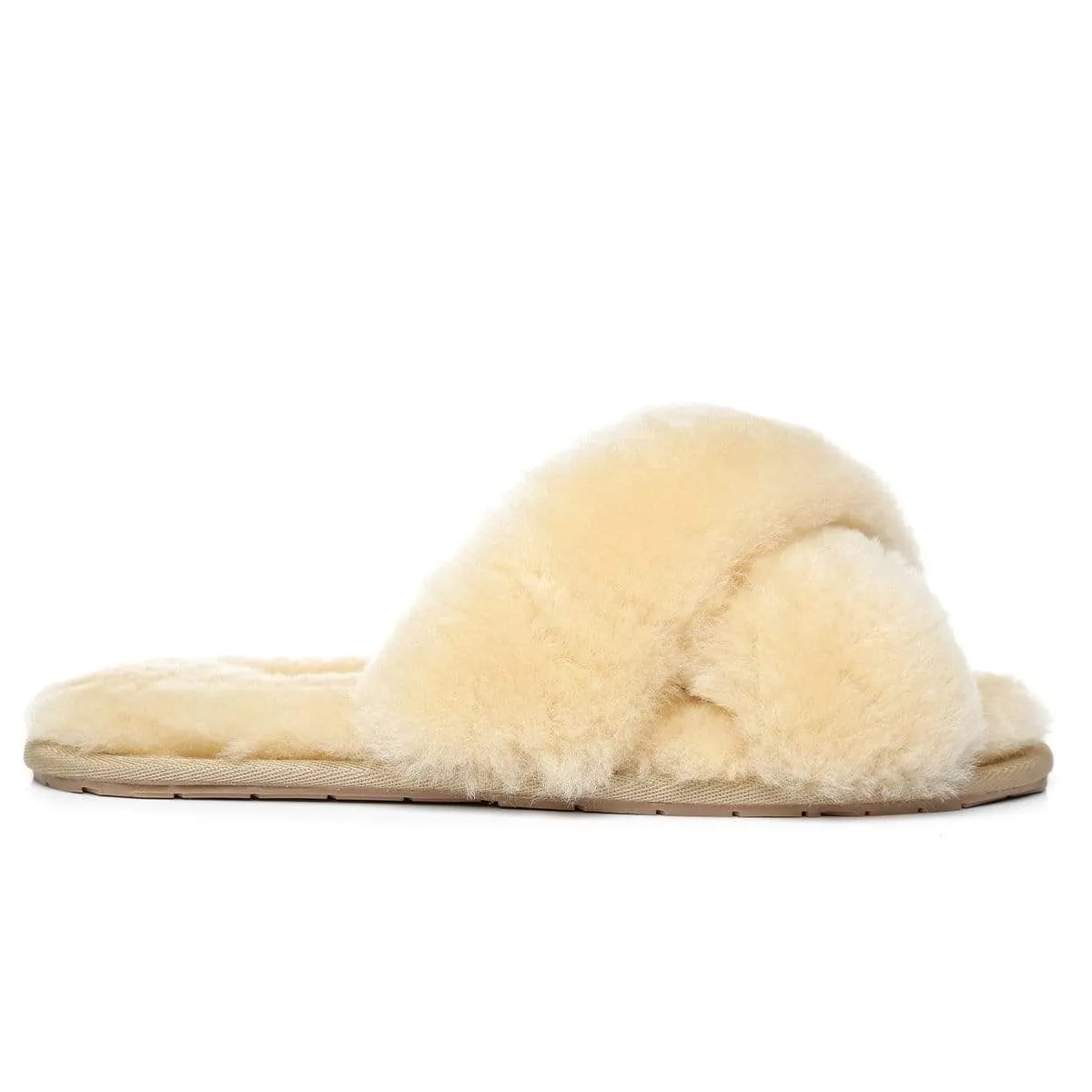 Premium Cross Fluff UGG Slides