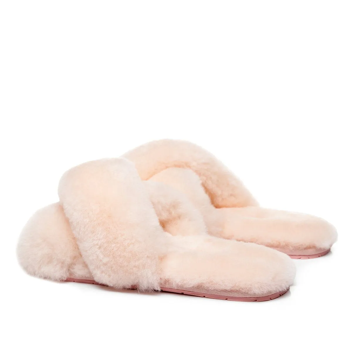 Premium Cross Fluff UGG Slides