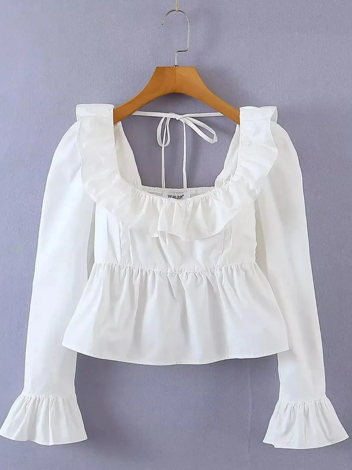 Princess Retro Ruffled Square Cropped Blouse