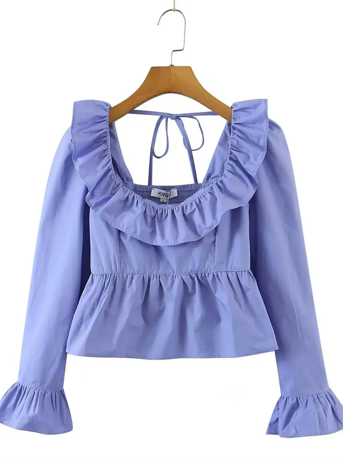 Princess Retro Ruffled Square Cropped Blouse