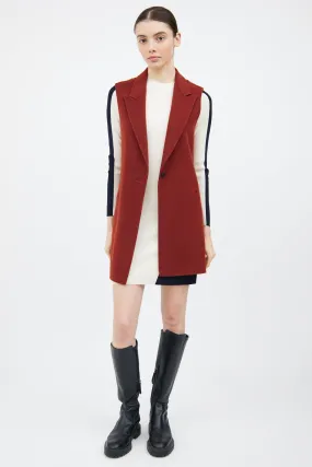 Red Wool Layered Convertible Coat