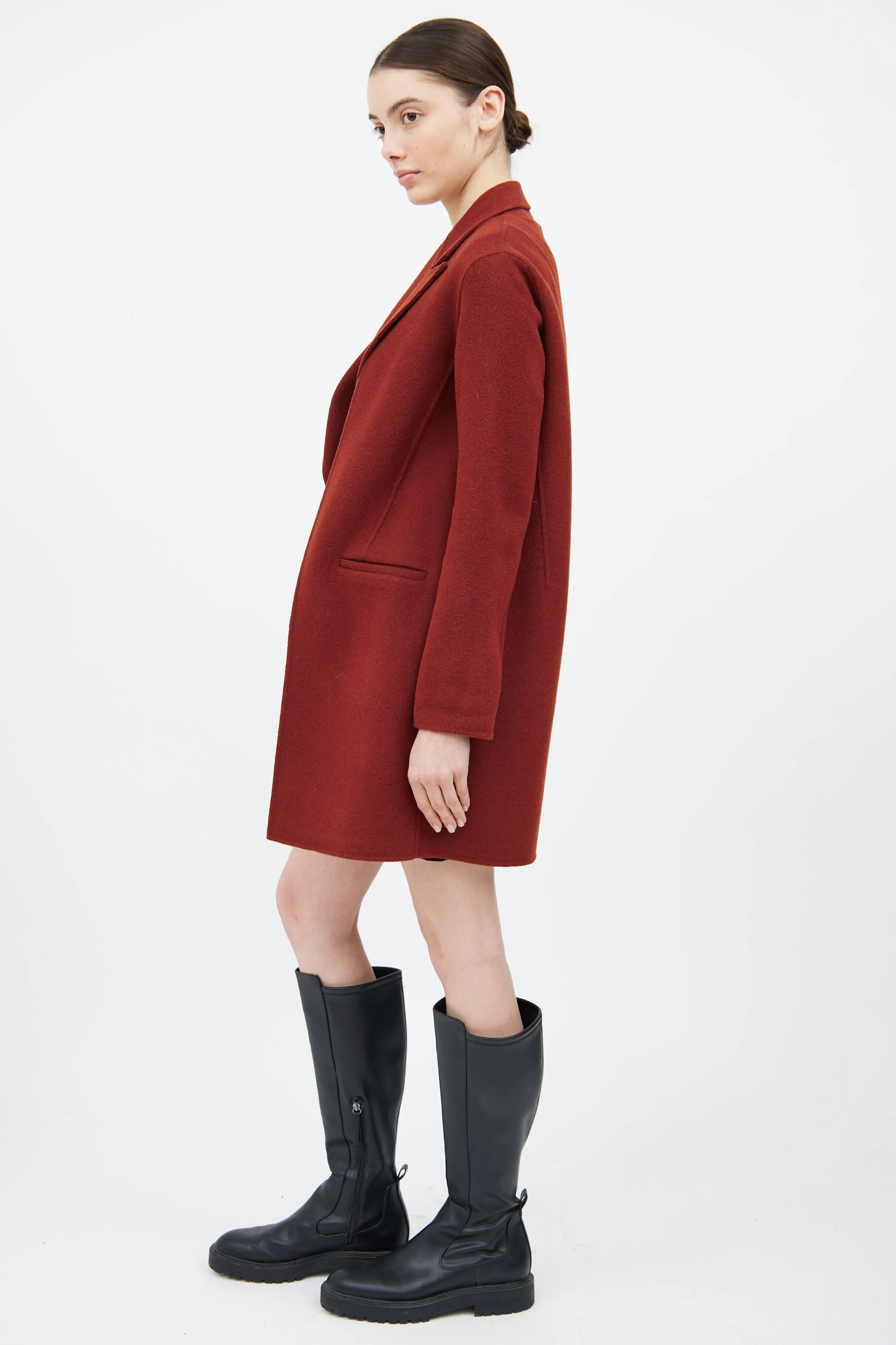 Red Wool Layered Convertible Coat