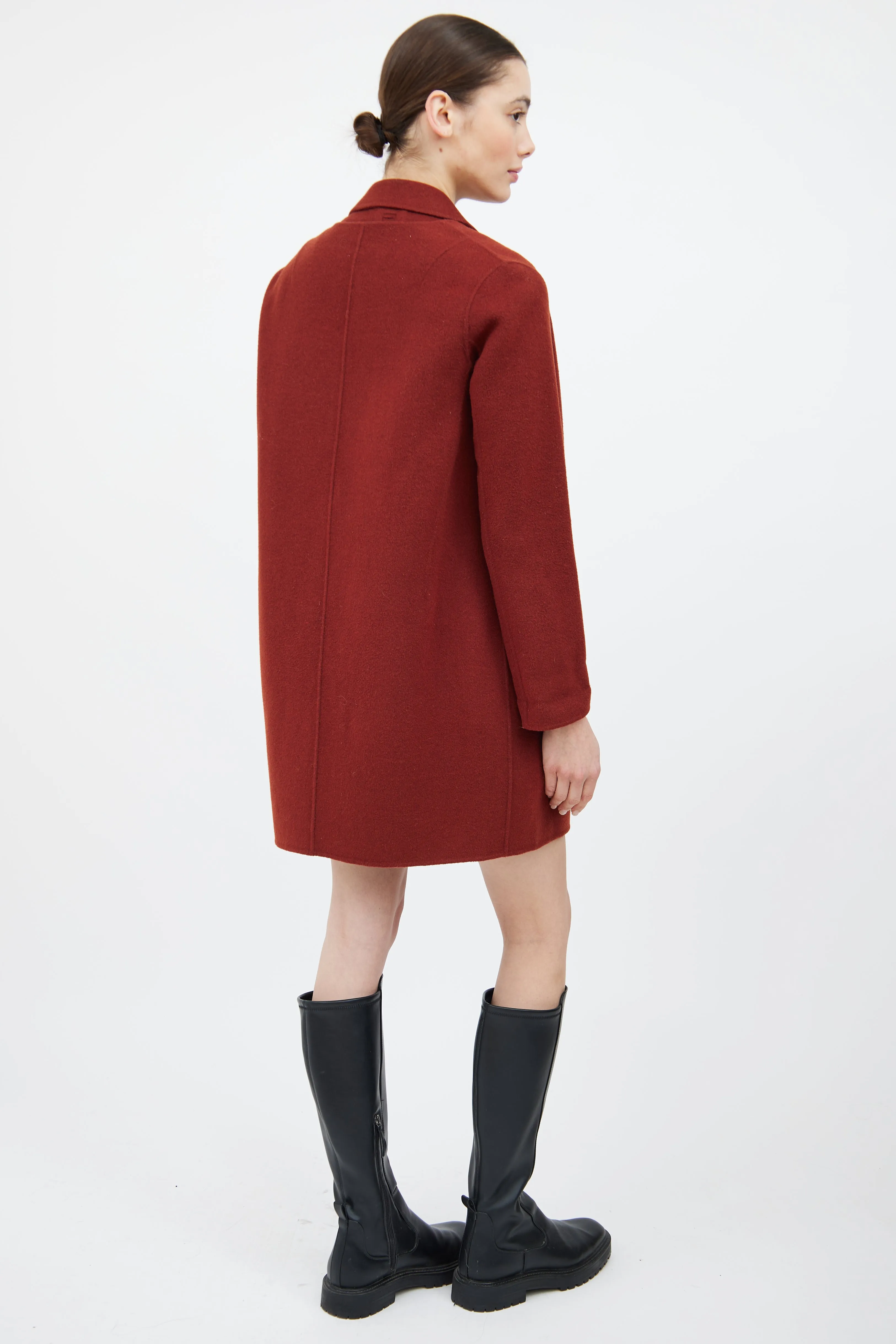 Red Wool Layered Convertible Coat