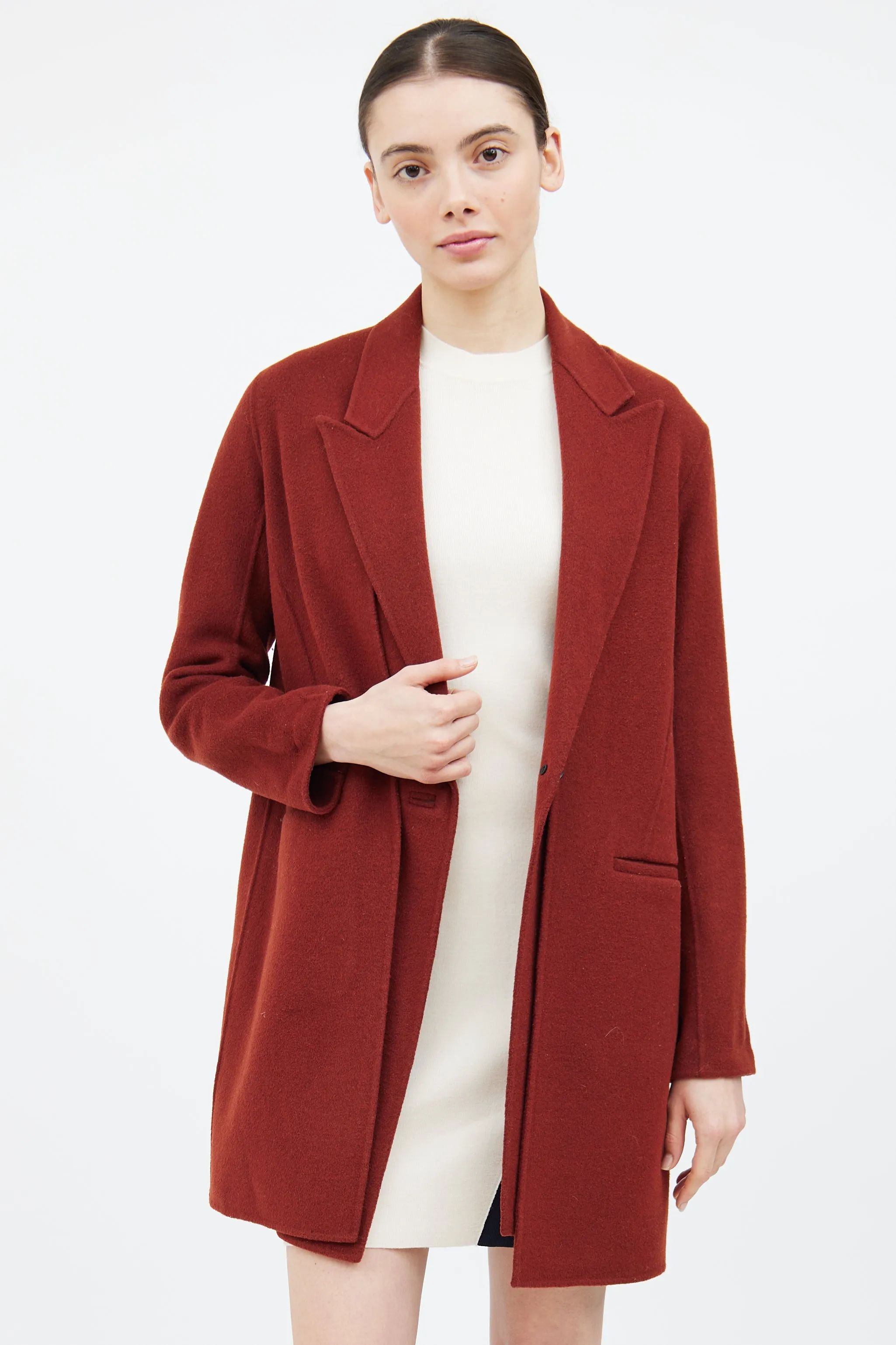 Red Wool Layered Convertible Coat