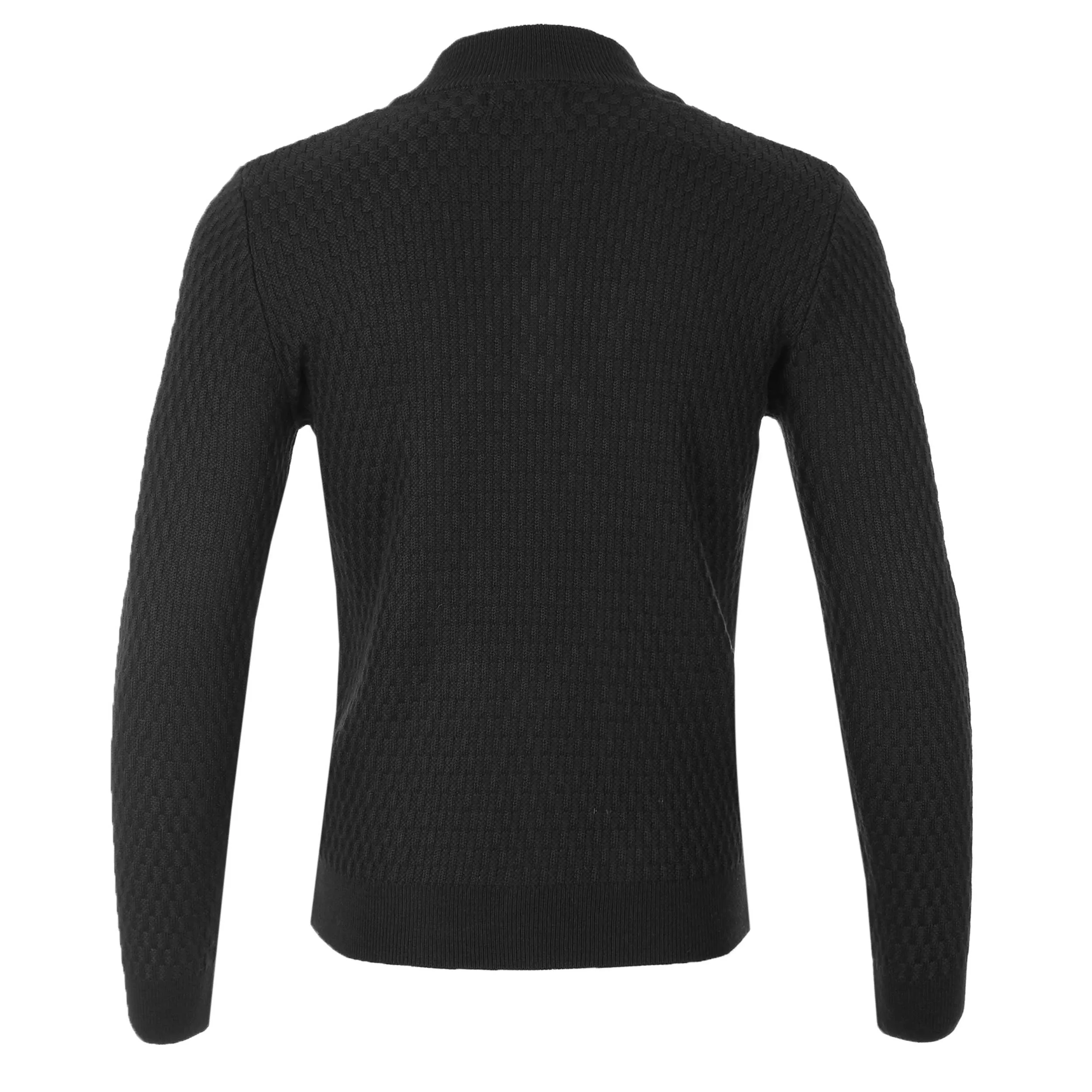 Remus Uomo Waffle 1/4 Zip Knitwear in Black