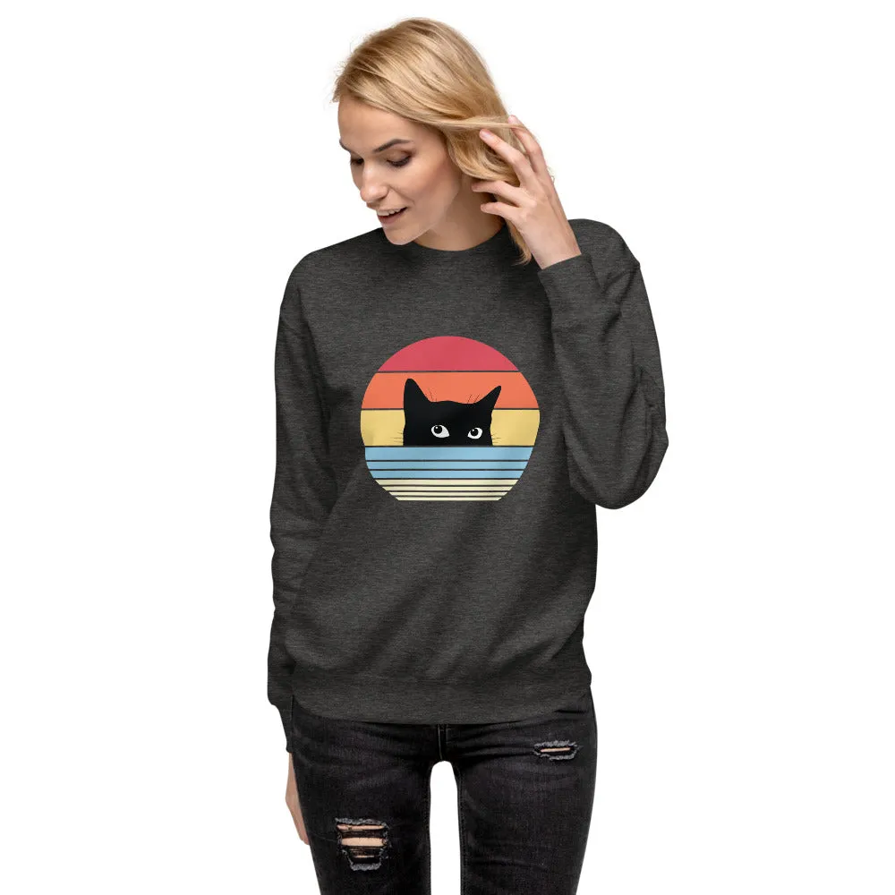 Retro Cat Unisex Fleece Pullover Sweatshirt