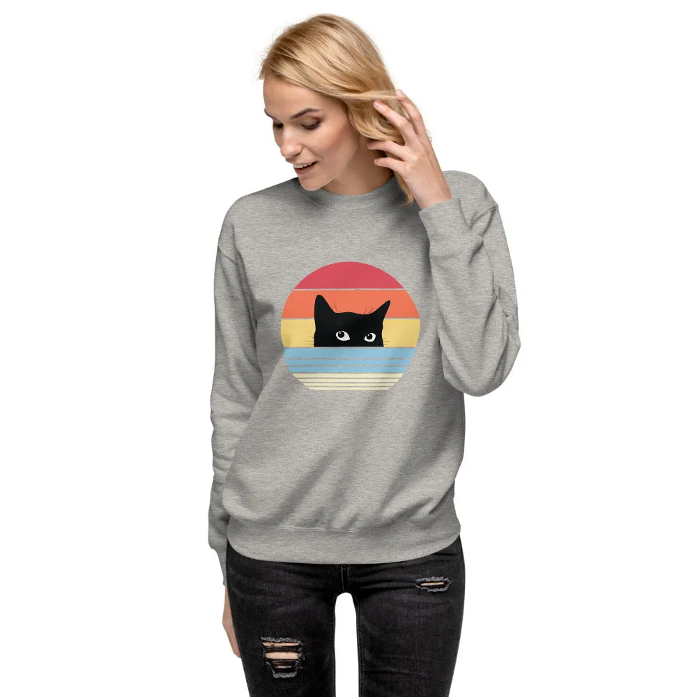 Retro Cat Unisex Fleece Pullover Sweatshirt