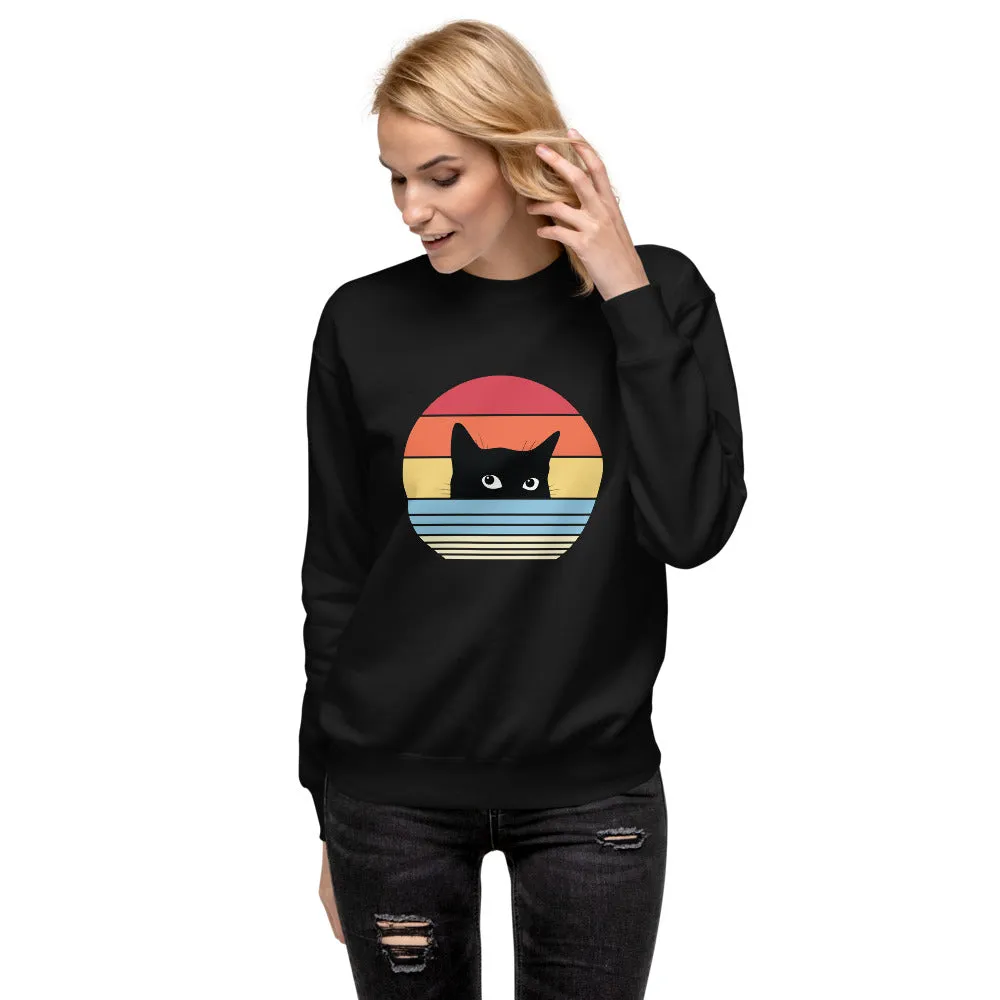 Retro Cat Unisex Fleece Pullover Sweatshirt