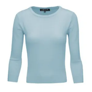 Retro Crew Neck Sweater - Light Blue - Size L