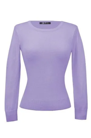 Retro Crew Neck Sweater - Lilac - Size L