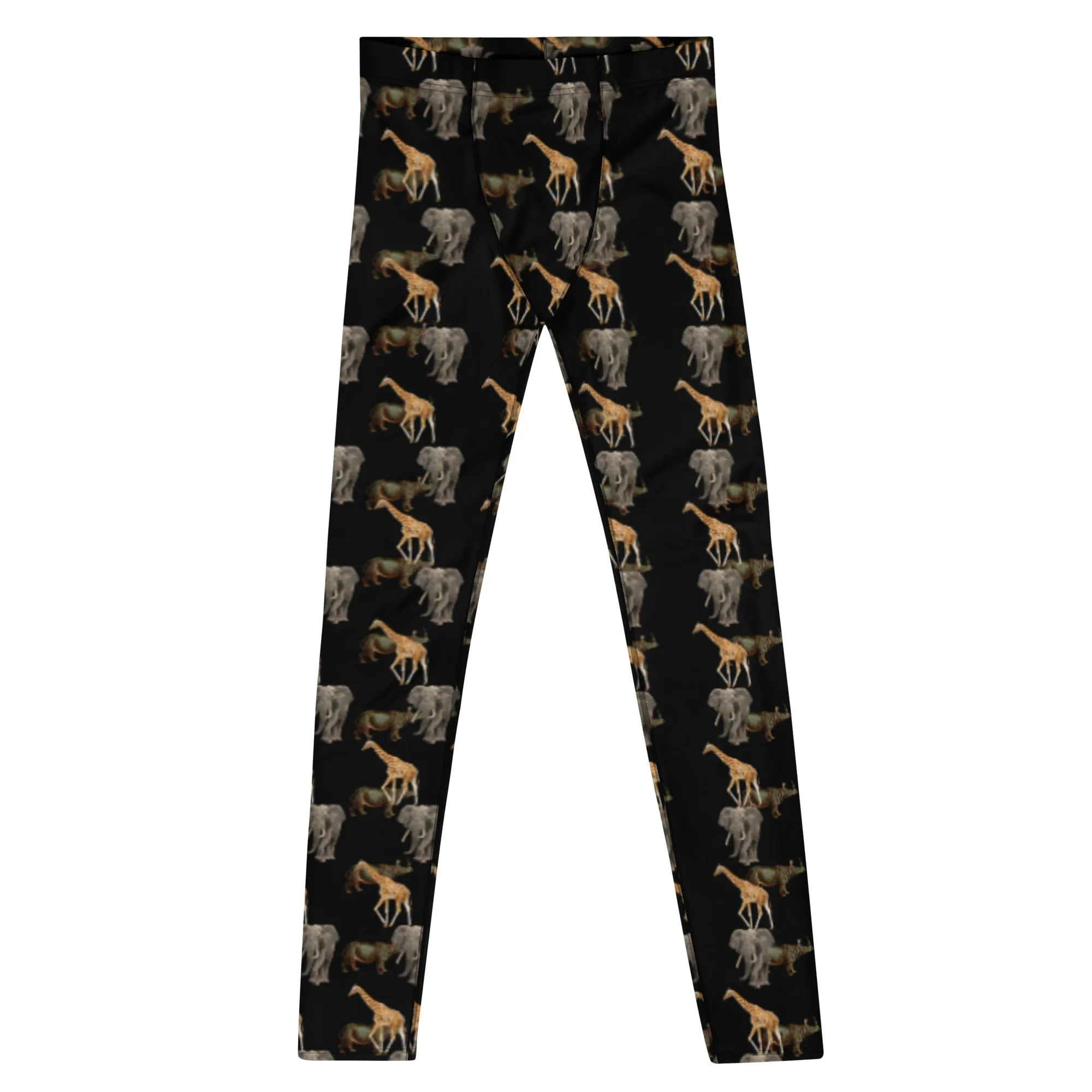 Rhino Animals Men's Leggings, Rhino Leggings Men's Running Tight Pants - Made in USA/EU/MX