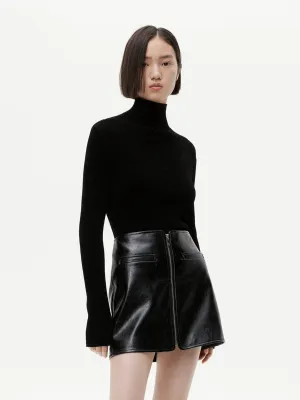 Ribbed Texture Turtleneck Top