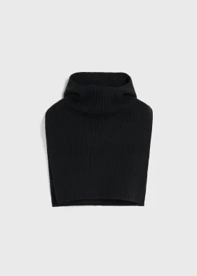 Ribbed wool hoodie bib black