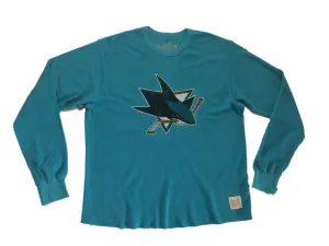 San Jose Sharks Retro Brand Teal Waffle Long Sleeve Pullover Sweatshirt