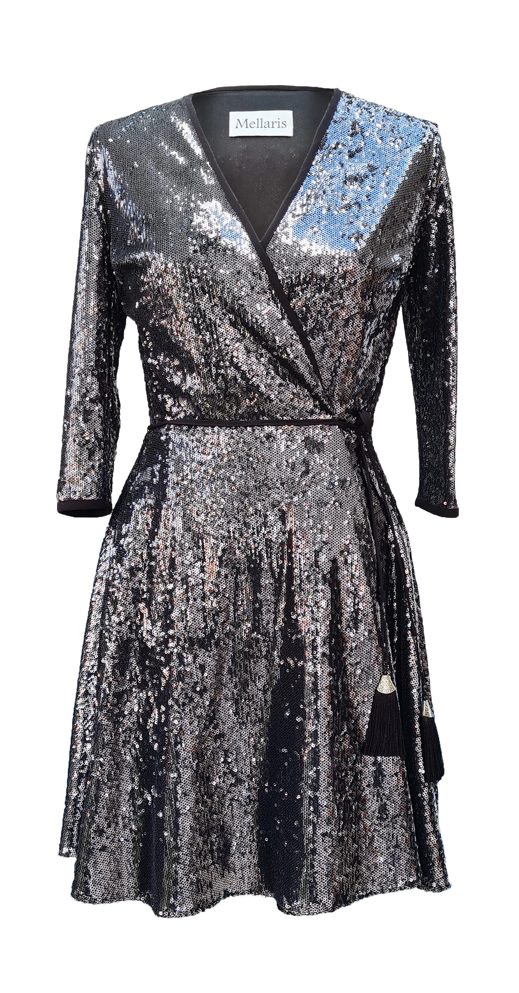 Santorini Dress DRC255 in Gunmetal Sequin