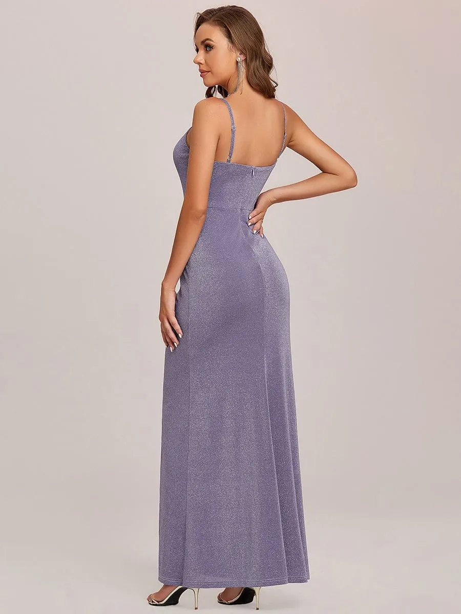 Spaghetti Strap High Slit Bodycon Evening Dress