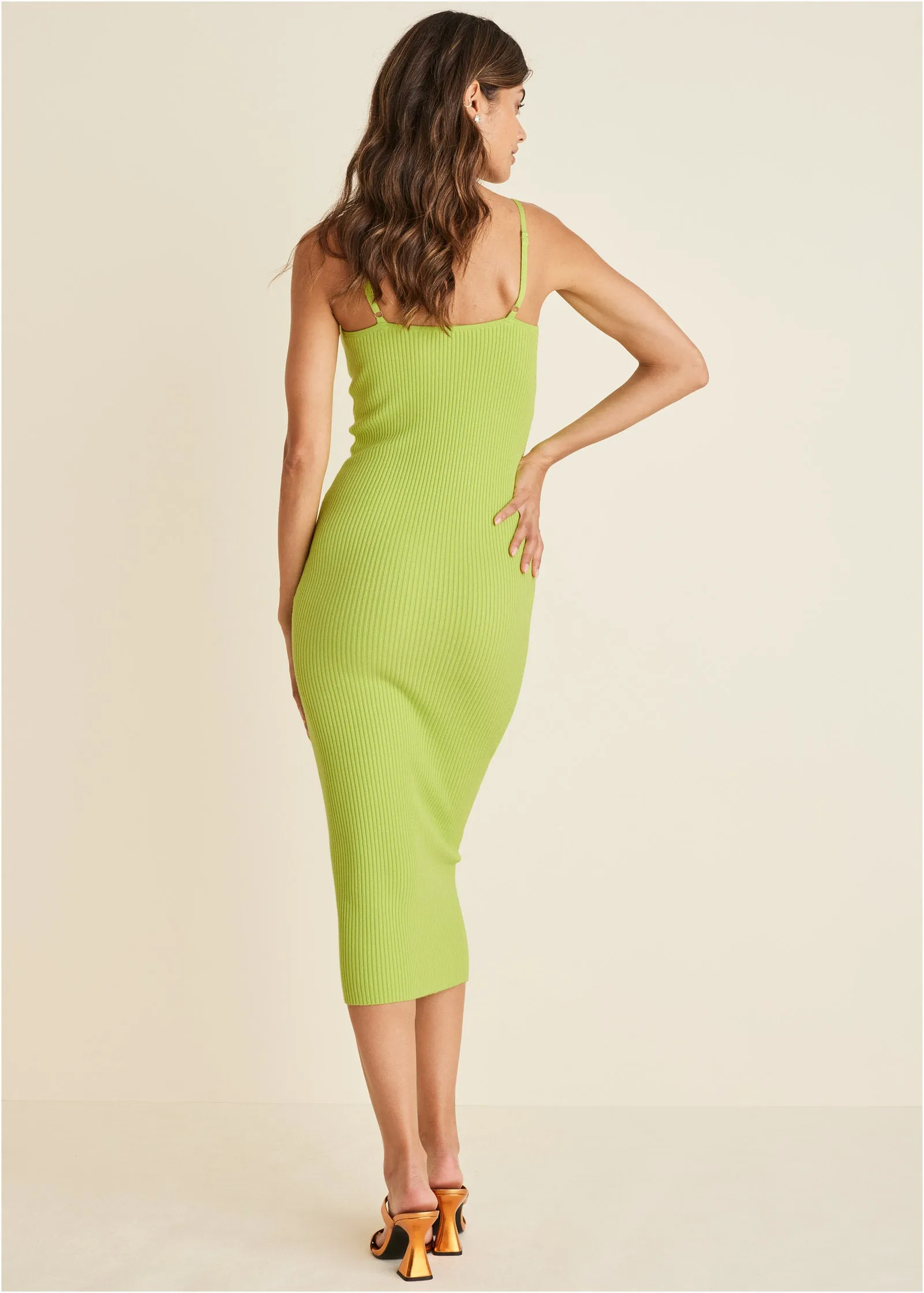 Strappy Midi Dress - Lime