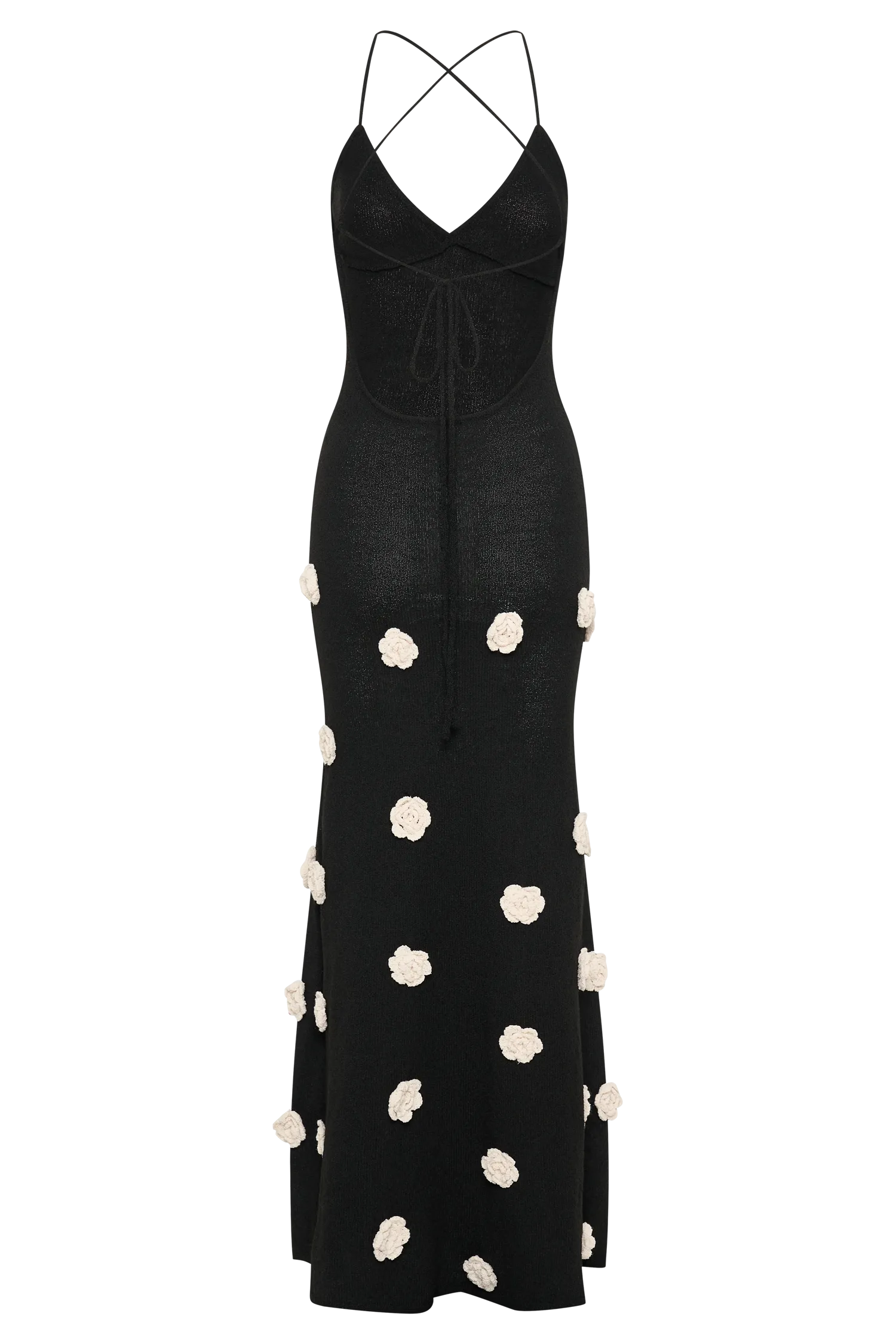 Suki Knit Maxi Dress With Flowers - Black/White