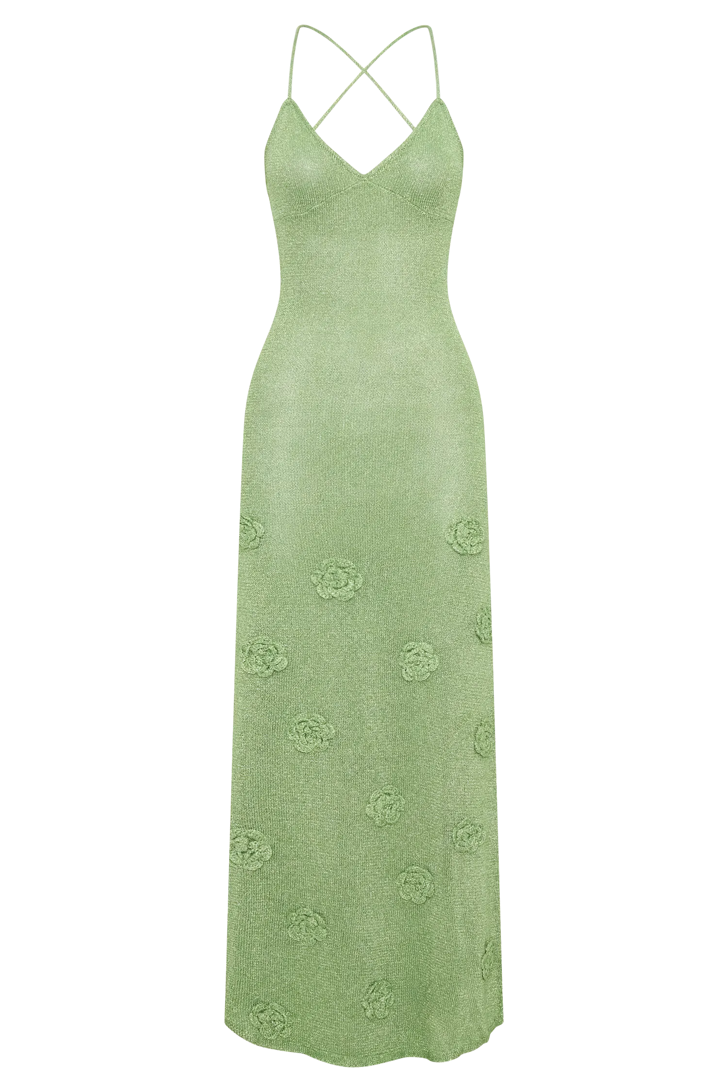 Suki Metallic Knit Maxi Dress - Pastel Green