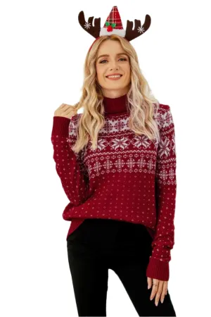 TEEK - Christmas Snowflake Fair Isle Turtleneck Sweater