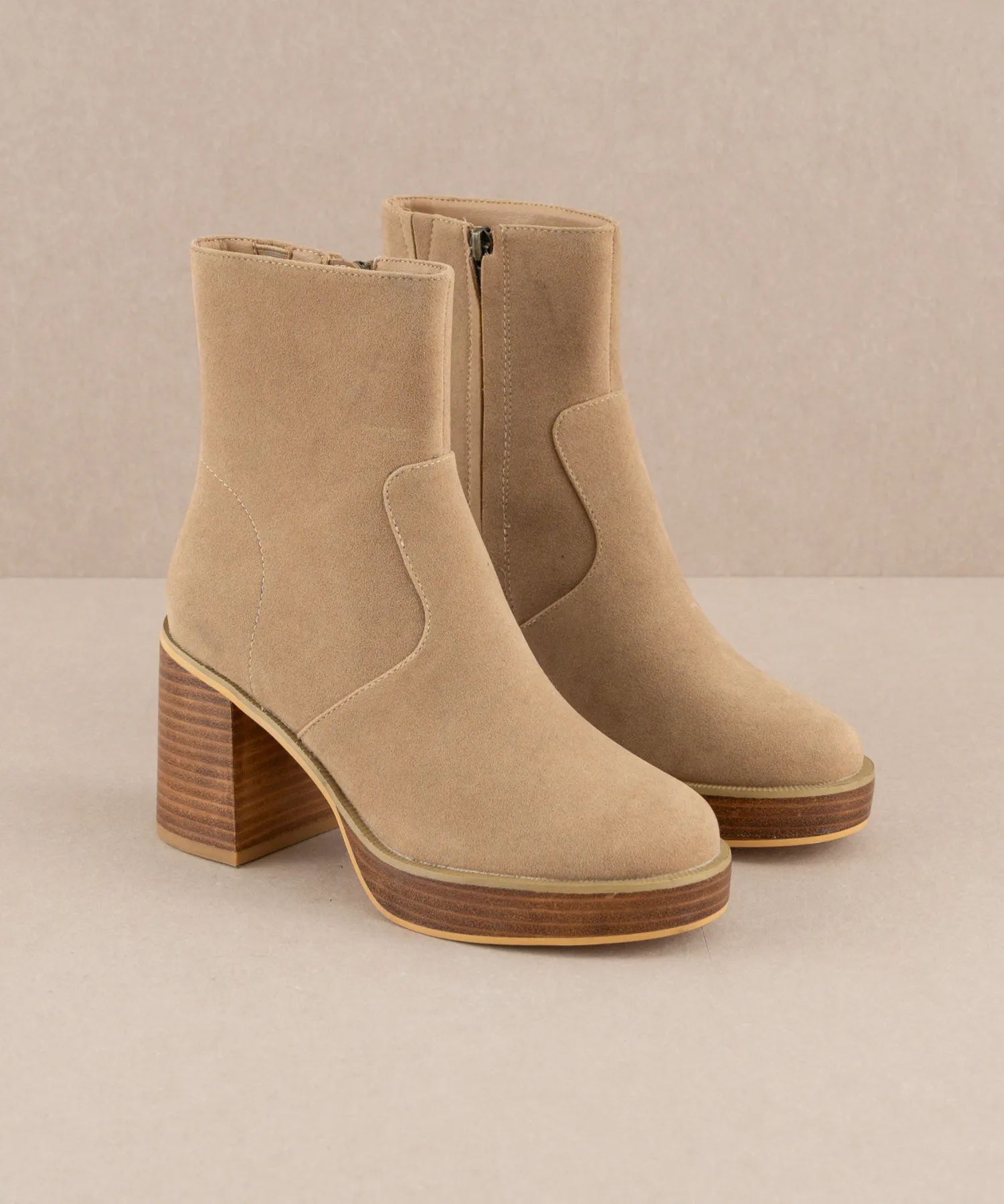 The Alexandra - Khaki Platform Ankle Boots