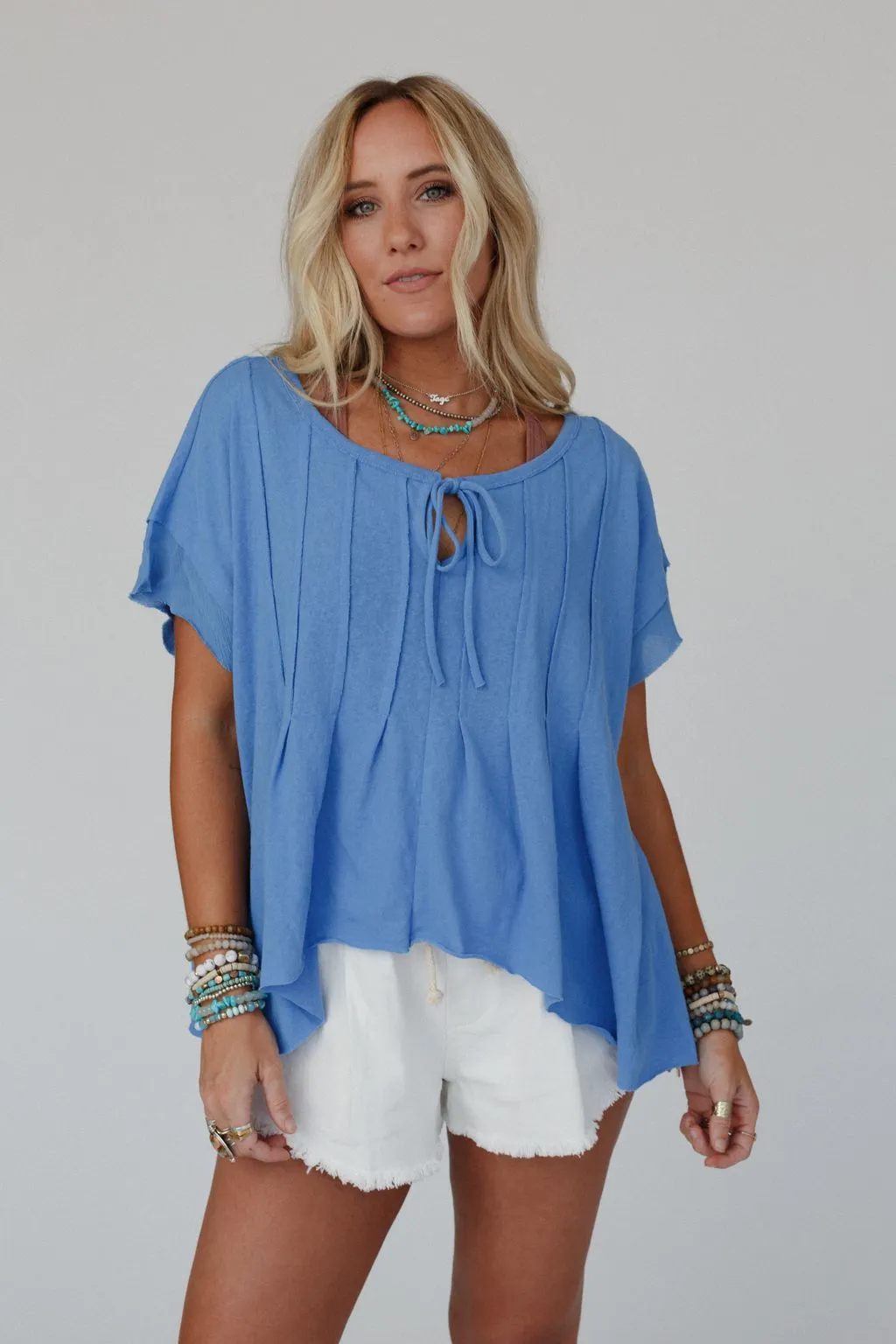 The Nest Sweet Pleats Top - Blue