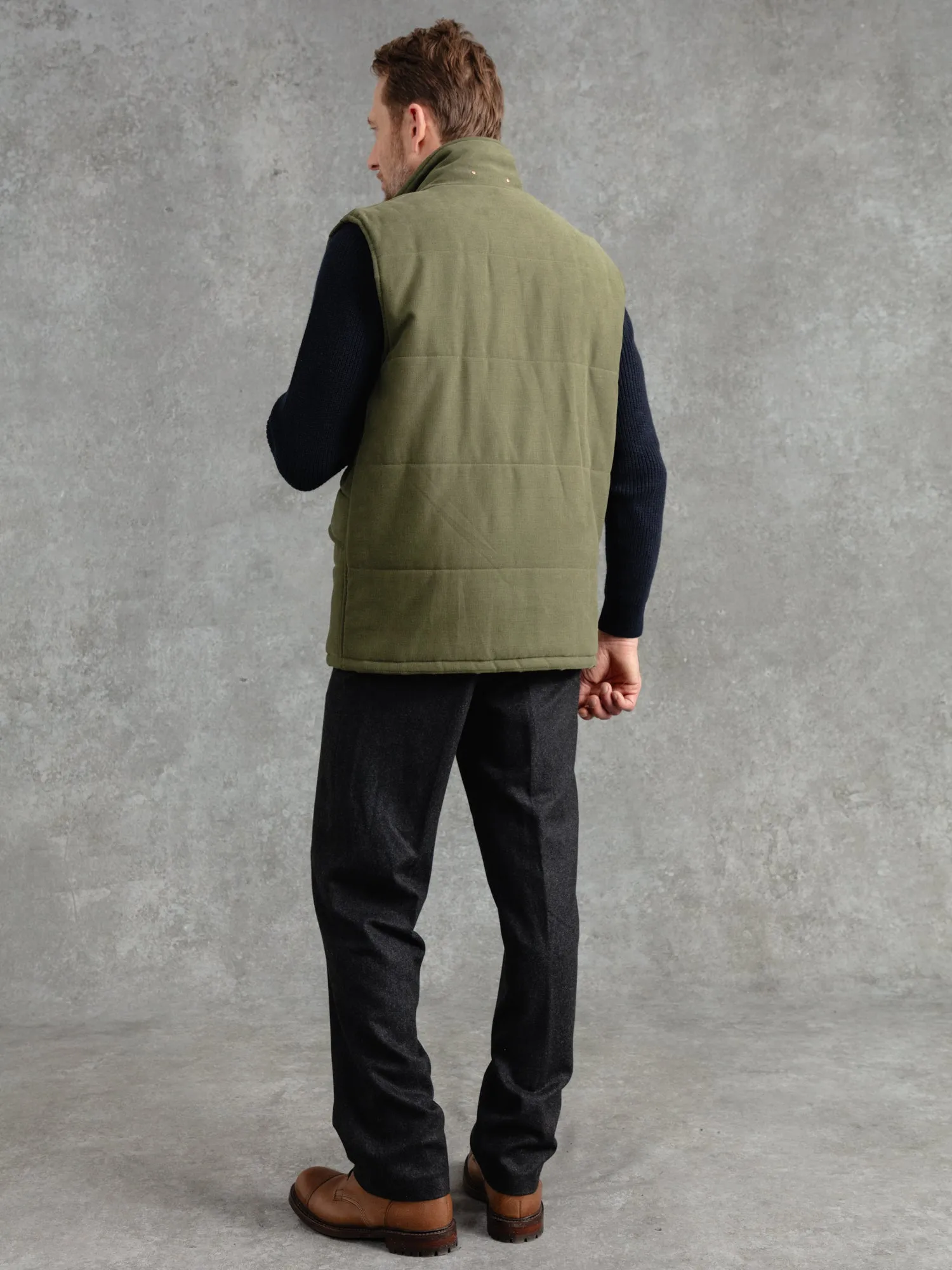 The Panama Wadded Gilet - Olive