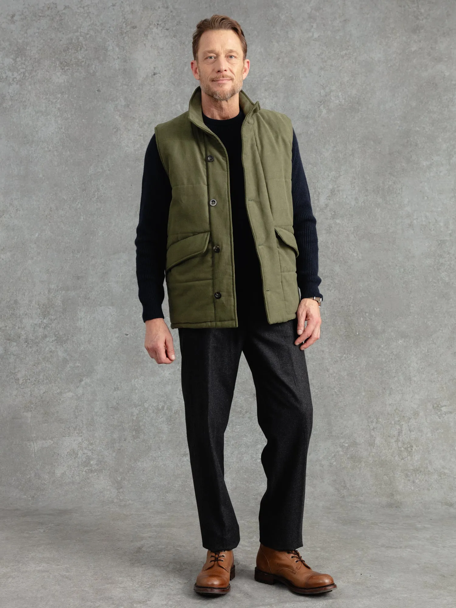 The Panama Wadded Gilet - Olive