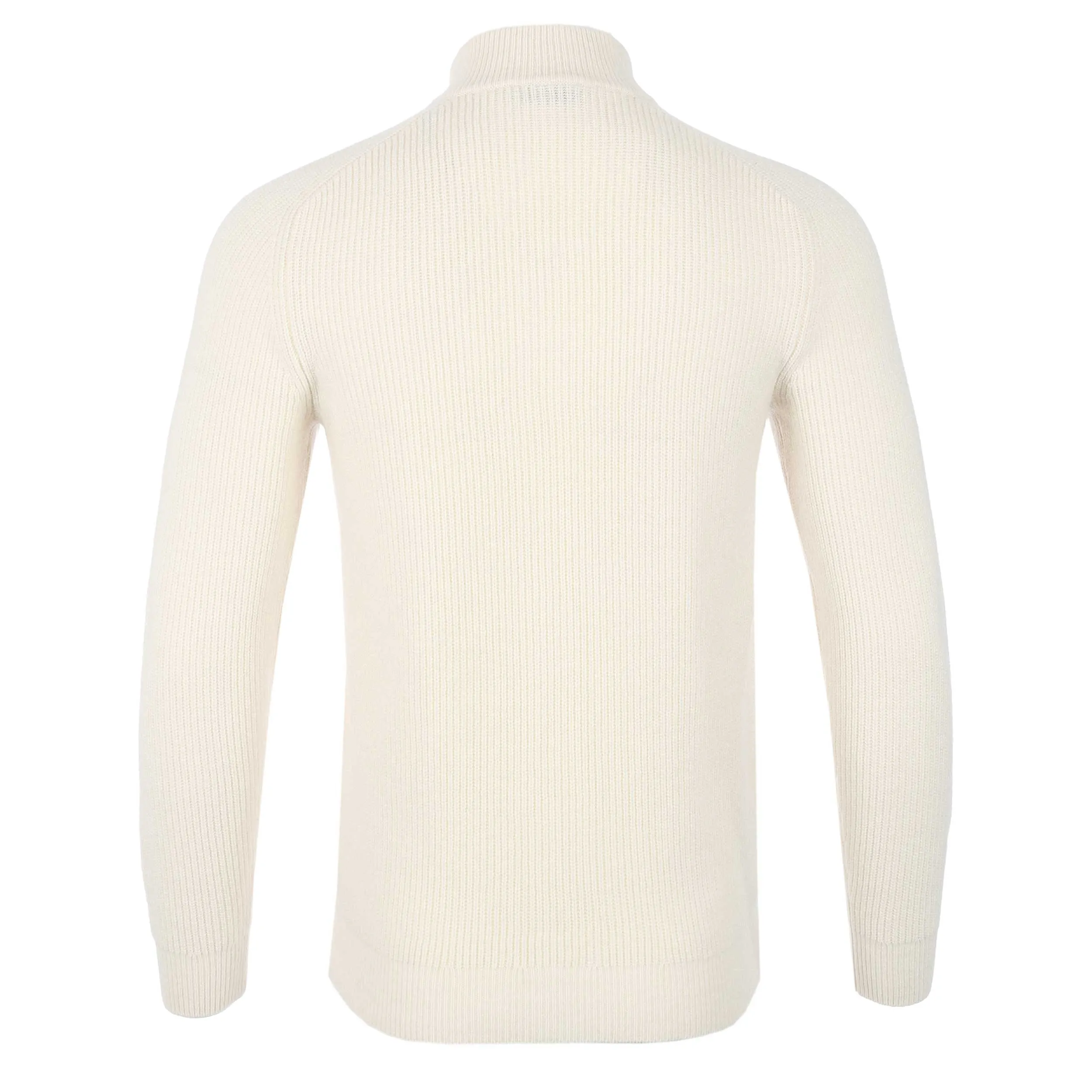 Thomas Maine 1/4 Zip Lambs Wool Knitwear in Cream